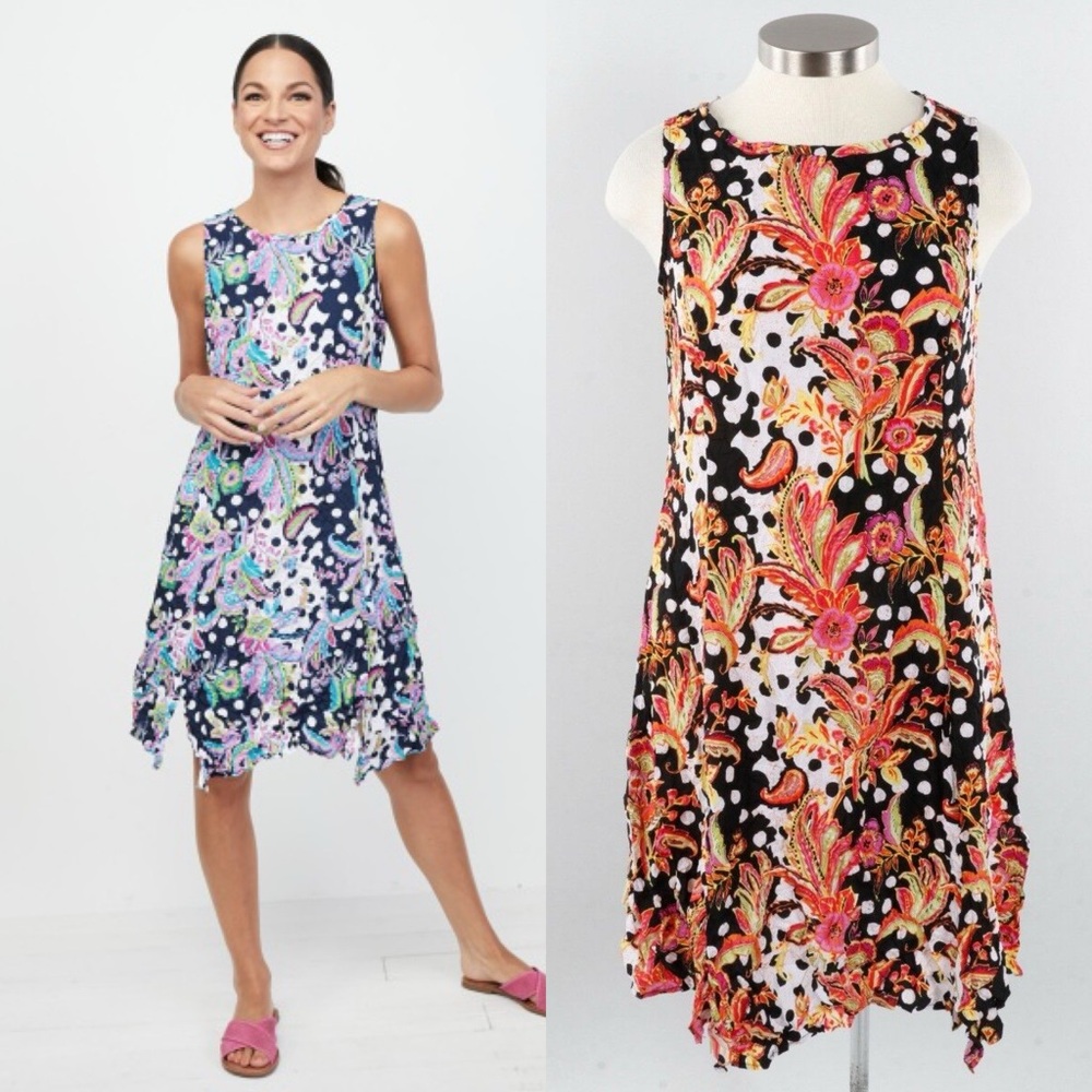 Liv By Habitat Sz Lg Dipped Hem Dress - Poppy Dot